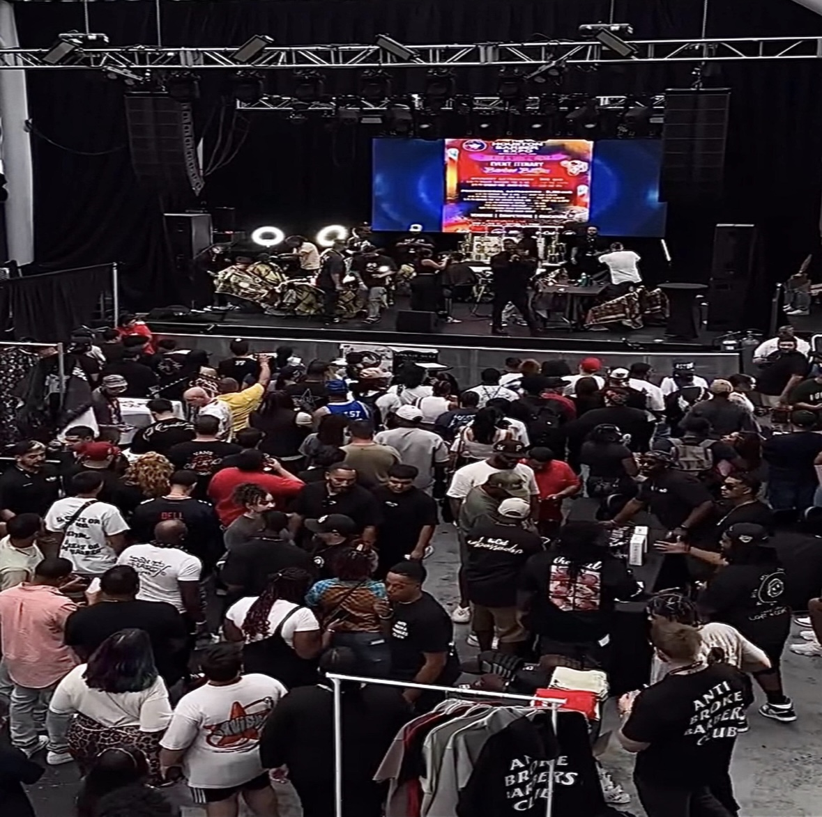 Houston Barber Expo main stage with massive crowd and professional lighting setup