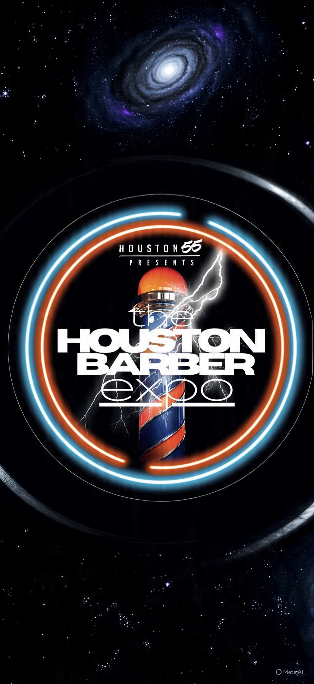 Houston Barber Expo logo with space background